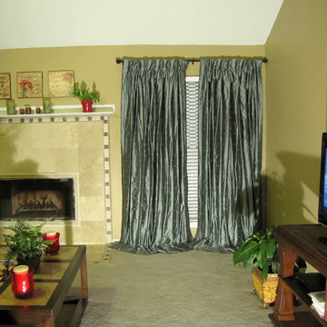 Silk Fleur De Lis Custom Curtains Traditional Living Room