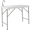 Flash Furniture 23" x 45" Plastic Folding Table Sink in Granite White