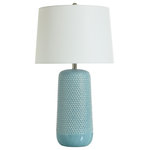 StyleCraft - Galey-Woven Wicker Textured Design Table Lamp-Coastal Sky Blue,White Tapered - Whether you want it in the living room, study or bedroom the Galey table lamp is a versatile way to bring light into a room. It is made of beautiful light weight ceramic and features a Coastal Sky Blue finish over a woven thread pattern. Brilliant illumination shines through the round, hardback shade, so you can bring warmth into any room of your house.
