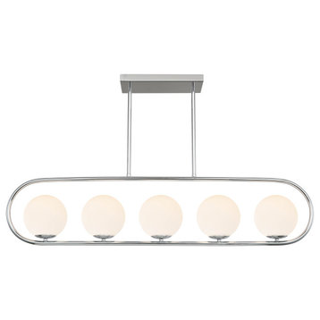 Lorde 5-Light Chandelier/Island Light, Chrome/Frosted