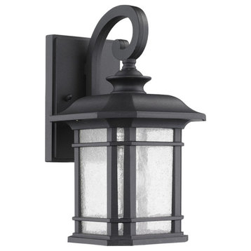 FRANKLIN Transitional 1 Light Black Outdoor Wall Sconce 17 Height