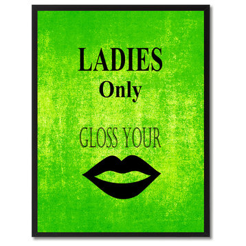 "Ladies Only" Sign Green Print on Canvas with Picture Frame, 13"x17"