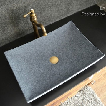 BALI 23"x16''  GRAY GRANITE BATHROOM VESSEL SINK