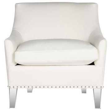 Barry Glam Tufted Acrylic Club Chair White/Clear
