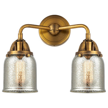 Small Bell Bath Vanity Light, Brushed Brass, Silver Plated Mercury