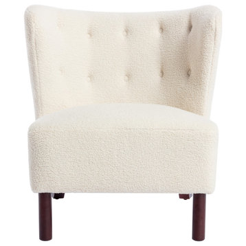Gewnee Accent Chair, Upholstered Armless Chair, Cream