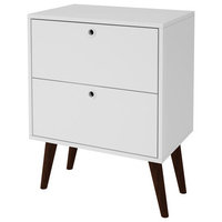 Taby 2- Drawer Nightstand, White, Tobacco Legs