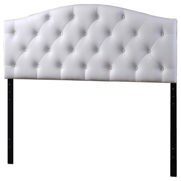 Baxton Studio Myra Faux Leather Tufted Queen Panel Headboard in White