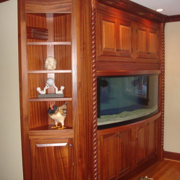 Ribbonn Mahogany home office.  Curved front cabinet in home office