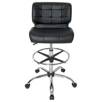 Black Crest Pneumatic Drafting Chair, Chrome/Black