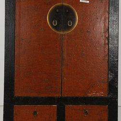 Antique Red & Black Chinese Cabinet with New Lacquer - Armoires And Wardrobes
