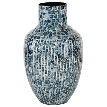 Coastal Blue Mother Of Pearl Shell Vase 84458