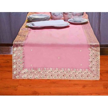 Pink - Hand Crafted Table Runner (India) - 14 X 70 Inches