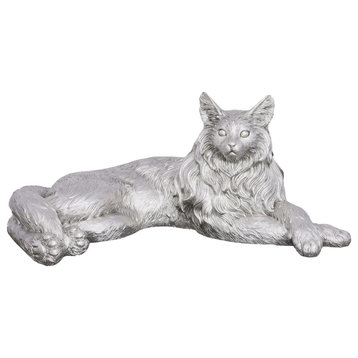 Cat Sculpture, Silver Leaf