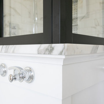 Grid Glass Arabascato Marble Bathroom