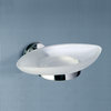 Wall Mounted Oval Frosted Glass Soap Holder With Chrome Mounting