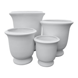StoneLite GRC Plain Anduze Urn in Australian Dulux White on White - Outdoor Pots And Planters