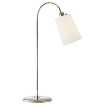 Mia Table Lamp in Polished Nickel with Linen Shade