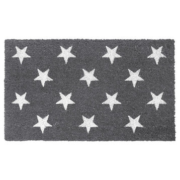 Gray Machine Tufted Stars Coir Doormat, 18"x30"