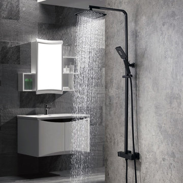 Modern Exposed Thermostatic Shower Faucet$319.99  Matte Black Square Rain Shower