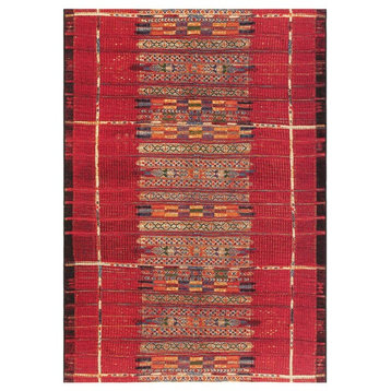 Marina Tribal Stripe Indoor/Outdoor Rug, Red, 7'10"x9'10"