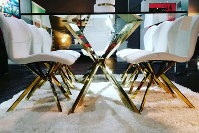 Cross Dining Table & Chairs - Gold