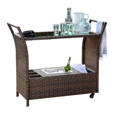 50 Most Por Outdoor Serving Carts For 2018 Houzz Gdfstudio Benett Multi Brown Wicker Serving Bar Cart Outdoor Carts