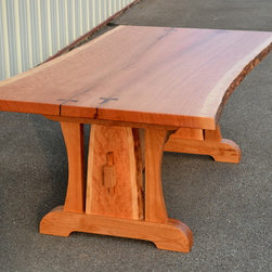 Live Edge Cherry Dining Table with Live Edge Trestle - Dining Tables