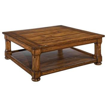 Square Cocktail Coffee Table  Tudor Style  Solid Wood  Acacia
