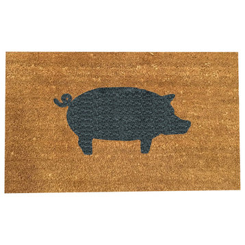 Hand Painted "Pig" Doormat, Troubled Times Gray