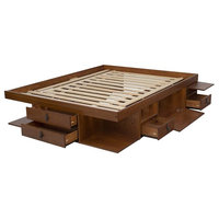 Memomad Bali Storage Platform Bed with Drawers (Queen Size, Caramel)