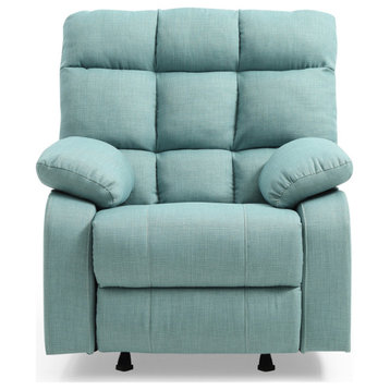 Passion Furniture Cindy Teal Fabric Upholstery Reclining Chair PF-G556-RC