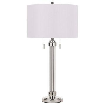 Cal Lighting Montilla Metal/Acrylic 2 Light Table Lamp, Steel, 31"