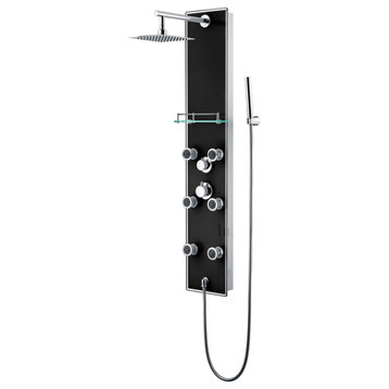 Luxier 51" 6-Jet Shower Panel With Rainfall Shower Head Hand Shower, Black