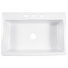 Jackson Crisp White Fireclay 33" Single Bowl Drop-In Kitchen Sink with 3 Holes