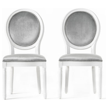 GDF Studio Phinnaeus Contemporary Velvet Dining Chairs (Set of 2), Horizon Gray/