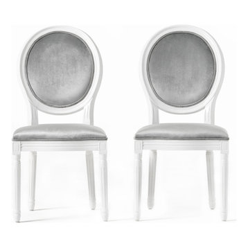 GDF Studio Phinnaeus Contemporary Velvet Dining Chairs (Set of 2), Horizon Gray/