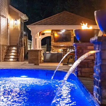 Farmingdale, NJ: Full Backyard Makeover, Pool Renovation, Pavilion Install