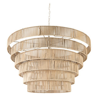 Marimba 40 L x 40 W x 24 H Natural Cane 6 Tier Chandelier