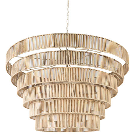 Marimba 40 L x 40 W x 24 H Natural Cane 6 Tier Chandelier