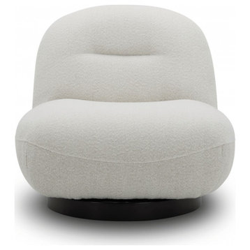33" Cream 100% Polyester Solid Color Swivel Lounge Chair