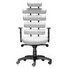 Modern Contemporary Office Chair, White Leatherette Painted Metal