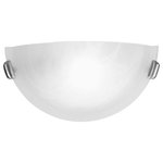 Livex Lighting - Oasis Wall Sconce, Brushed Nickel - This wall sconce features contour lines and a bowed profile. With an understated design, this piece is perfect for a bathroom space or down a staircase. Featuring a white alabaster glass and a brushed nickel finish, this fixture will effortlessly blend with your existing d�cor.
