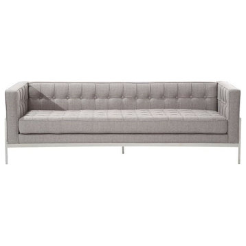 Armen Living Andre Modern Faux Leather Upholstered Sofa in Gray