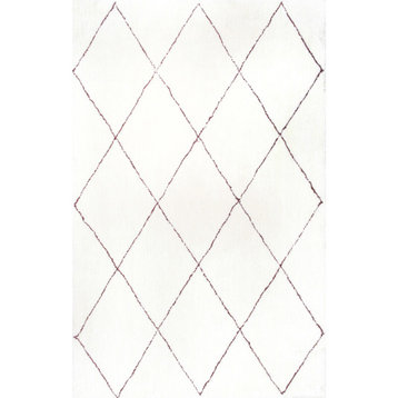 Hand-Tufted Geometric Moroccan Shag Rug, 6'x9'