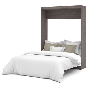 Pemberly Row 65" Transitional Engineered Wood Queen Wall Bed in Bark Gray