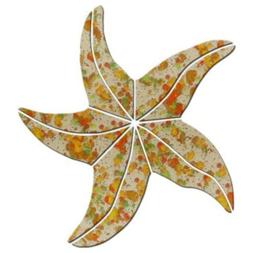 Small Starfish Ceramic Swimming Pool Mosaic 4", Tan