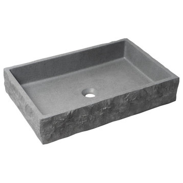 ABCO24R 24" Solid Concrete Chiseled Style Rectangular Above Mount Vessel Sink