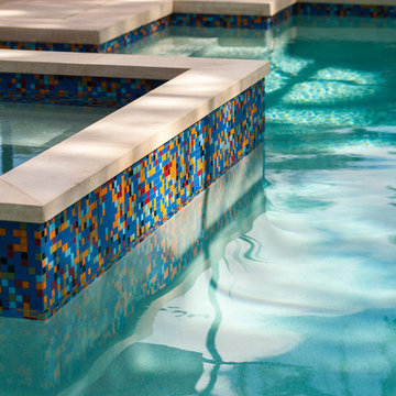 Colorful Contemporary Glass Tiled Pool