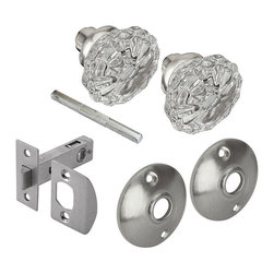 2 in. Satin Nickel Victorian Glass Knob Passage Set - Doorknobs